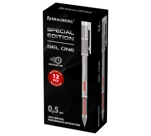 Ручка гелевая BRAUBERG "GEL ONE", КРАСНАЯ, стандартный узел 0,5 мм, линия письма 0,35 мм, 144038 Ручка гелевая BRAUBERG "GEL ONE", КРАСНАЯ, стандартный узел 0,5 мм, линия письма 0,35 мм, 144038