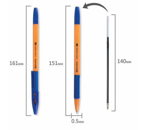 Ручка шариковая с грипом BRAUBERG "ULTRA GT ORANGE", СИНЯЯ, корпус оранжевый, линия 0,35 мм, 144052 Ручка шариковая с грипом BRAUBERG "ULTRA GT ORANGE", СИНЯЯ, корпус оранжевый, линия 0,35 мм, 144052