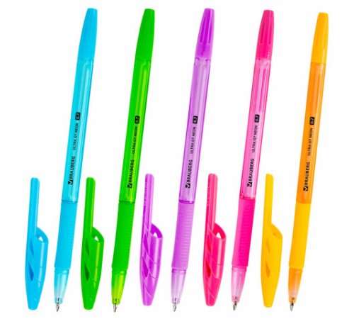 Ручка шариковая с грипом BRAUBERG "ULTRA GT NEON", СИНЯЯ, корпус ассорти, линия 0,35 мм, 144054 Ручка шариковая с грипом BRAUBERG "ULTRA GT NEON", СИНЯЯ, корпус ассорти, линия 0,35 мм, 144054