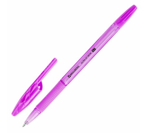 Ручка шариковая с грипом BRAUBERG "ULTRA GT NEON", СИНЯЯ, корпус ассорти, линия 0,35 мм, 144054 Ручка шариковая с грипом BRAUBERG "ULTRA GT NEON", СИНЯЯ, корпус ассорти, линия 0,35 мм, 144054