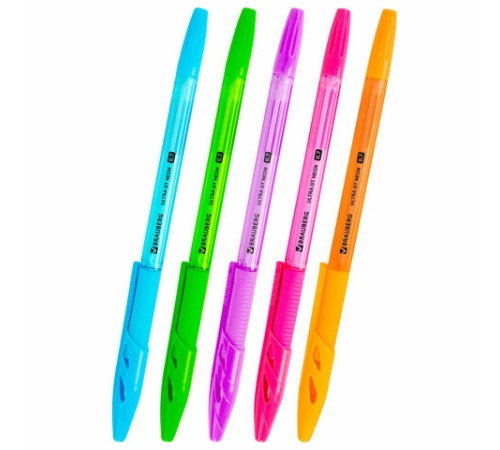 Ручка шариковая с грипом BRAUBERG "ULTRA GT NEON", СИНЯЯ, корпус ассорти, линия 0,35 мм, 144054 Ручка шариковая с грипом BRAUBERG "ULTRA GT NEON", СИНЯЯ, корпус ассорти, линия 0,35 мм, 144054