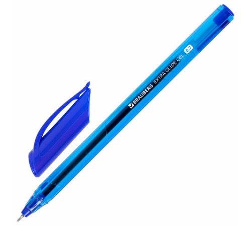 Ручка гелевая BRAUBERG "Extra Glide Gel", СИНЯЯ, трехгранная, игольчатый наконечник 0,7 мм, линия 0,5 мм, 144076