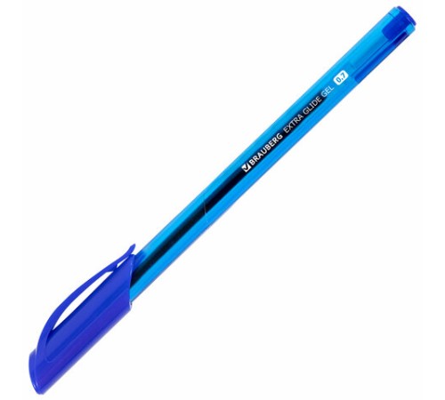 Ручка гелевая BRAUBERG "Extra Glide Gel", СИНЯЯ, трехгранная, игольчатый наконечник 0,7 мм, линия 0,5 мм, 144076