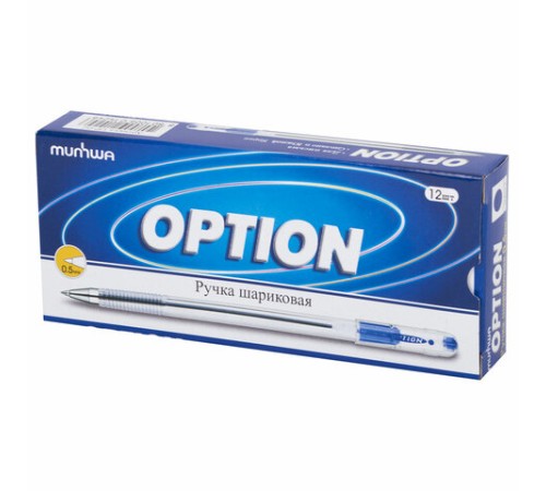 Ручка шариковая масляная MUNHWA "Option", СИНЯЯ, узел 0,5 мм, линия 0,3 мм, OP-02 Ручка шариковая масляная MUNHWA "Option", СИНЯЯ, узел 0,5 мм, линия 0,3 мм, OP-02