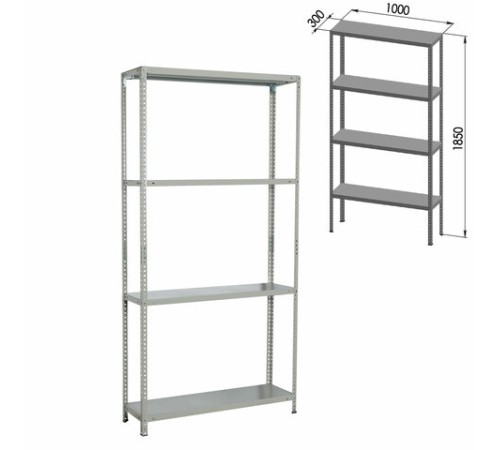 Стеллаж металлический BRABIX "MS Plus-185/30-4", 1850х1000х300 мм, 4 полки, регулируемые опоры, 291104, S241BR153402 Стеллаж металлический BRABIX "MS Plus-185/30-4", 1850х1000х300 мм, 4 полки, регулируемые опоры, 291104, S241BR153402