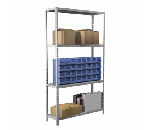 Стеллаж металлический BRABIX "MS Plus-185/30-4", 1850х1000х300 мм, 4 полки, регулируемые опоры, 291104, S241BR153402 Стеллаж металлический BRABIX "MS Plus-185/30-4", 1850х1000х300 мм, 4 полки, регулируемые опоры, 291104, S241BR153402