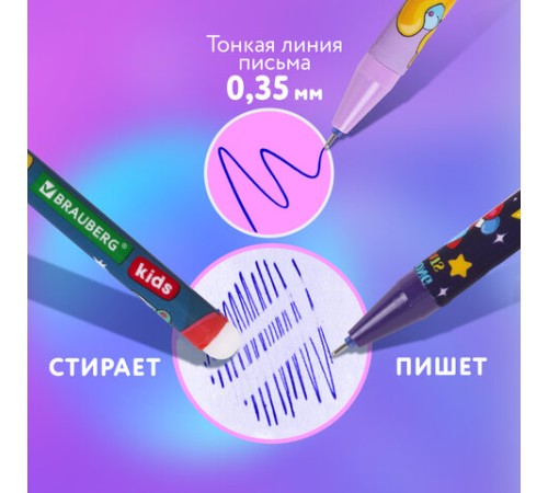 Ручки стираемые гелевые BRAUBERG KIDS "AMONG CATS", СИНИЕ, КОМПЛЕКТ 12 ШТУК, игольчатый наконечник 0,5 мм, линия 0,35 мм, 144099 Ручки стираемые гелевые BRAUBERG KIDS "AMONG CATS", СИНИЕ, КОМПЛЕКТ 12 ШТУК, игольчатый наконечник 0,5 мм, линия 0,35 мм, 144099