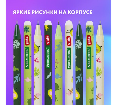 Ручки стираемые гелевые BRAUBERG KIDS "AVOCADO", СИНИЕ, КОМПЛЕКТ 12 ШТУК, игольчатый наконечник 0,5 мм, линия 0,35 мм, 144100 Ручки стираемые гелевые BRAUBERG KIDS "AVOCADO", СИНИЕ, КОМПЛЕКТ 12 ШТУК, игольчатый наконечник 0,5 мм, линия 0,35 мм, 144100
