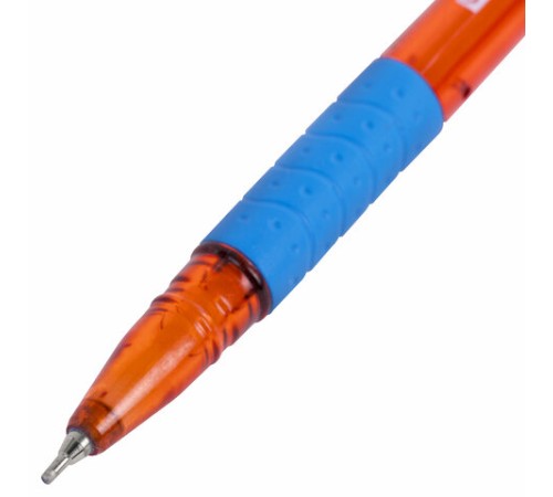 Ручка шариковая масляная с грипом BRAUBERG GLASSY SKY BLUE, СВЕТЛО-СИНЯЯ, узел 0,7 мм, линия письма 0,35 мм, 144107