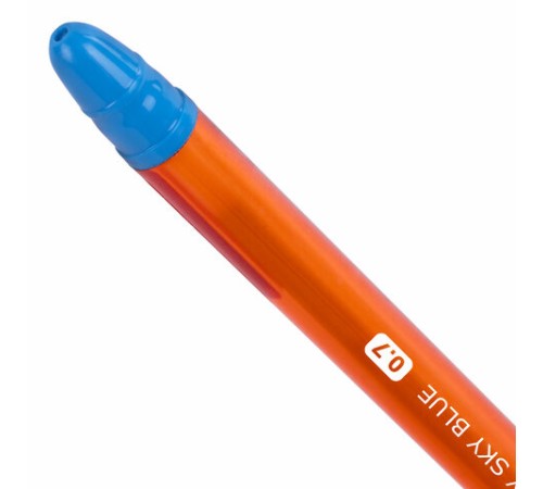 Ручка шариковая масляная с грипом BRAUBERG GLASSY SKY BLUE, СВЕТЛО-СИНЯЯ, узел 0,7 мм, линия письма 0,35 мм, 144107