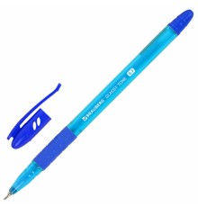 Ручка шариковая масляная с грипом BRAUBERG GLASSY TONE, СИНЯЯ, узел 0,7 мм, линия письма 0,35 мм, 144108