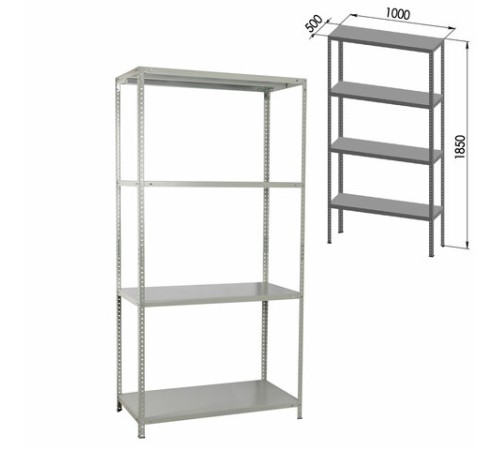 Стеллаж металлический BRABIX "MS Plus-185/50-4", 1850х1000х500 мм, 4 полки, регулируемые опоры, 291106, S241BR155402 Стеллаж металлический BRABIX "MS Plus-185/50-4", 1850х1000х500 мм, 4 полки, регулируемые опоры, 291106, S241BR155402