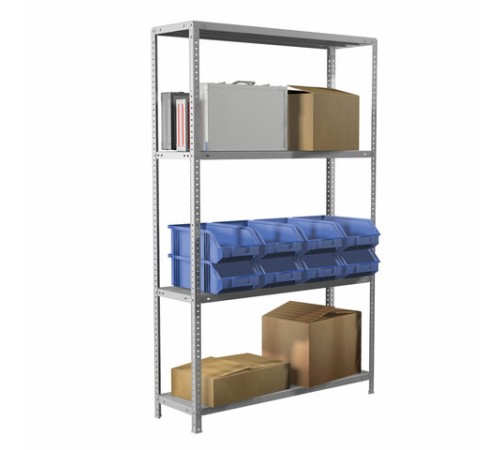Стеллаж металлический BRABIX "MS Plus-185/50-4", 1850х1000х500 мм, 4 полки, регулируемые опоры, 291106, S241BR155402 Стеллаж металлический BRABIX "MS Plus-185/50-4", 1850х1000х500 мм, 4 полки, регулируемые опоры, 291106, S241BR155402