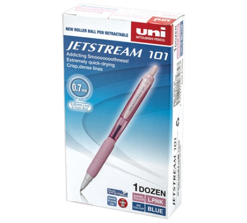 Ручка шариковая масляная автоматическая с грипом UNI "JetStream", СИНЯЯ, корпус розовый, 0,35 мм, SXN-101FL PINK Ручка шариковая масляная автоматическая с грипом UNI "JetStream", СИНЯЯ, корпус розовый, 0,35 мм, SXN-101FL PINK