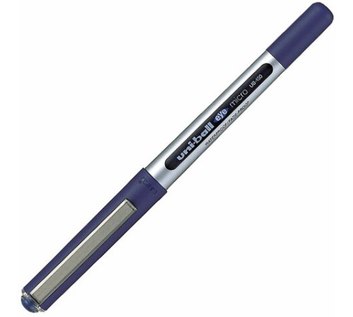 Ручка-роллер Uni-Ball Eye, СИНЯЯ, корпус серебро, узел 0,5 мм, линия 0,3 мм, UB-150 BLUE
