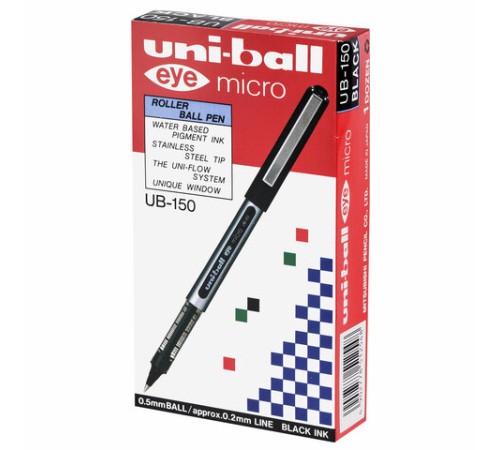 Ручка-роллер Uni-Ball Eye, ЧЕРНАЯ, корпус серебро, узел 0,5 мм, линия 0,3 мм, UB-150 BLACK Ручка-роллер Uni-Ball Eye, ЧЕРНАЯ, корпус серебро, узел 0,5 мм, линия 0,3 мм, UB-150 BLACK
