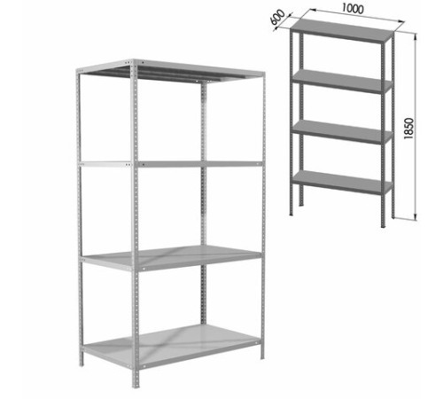 Стеллаж металлический BRABIX "MS Plus-185/60-4", 1850х1000х600 мм, 4 полки, регулируемые опоры, 291107, S241BR156402 Стеллаж металлический BRABIX "MS Plus-185/60-4", 1850х1000х600 мм, 4 полки, регулируемые опоры, 291107, S241BR156402