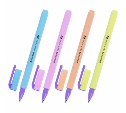 Ручка гелевая BRAUBERG "COLOR PASTEL", СИНЯЯ, корпус ассорти, узел 0,5, линия 0,35 мм, 144121