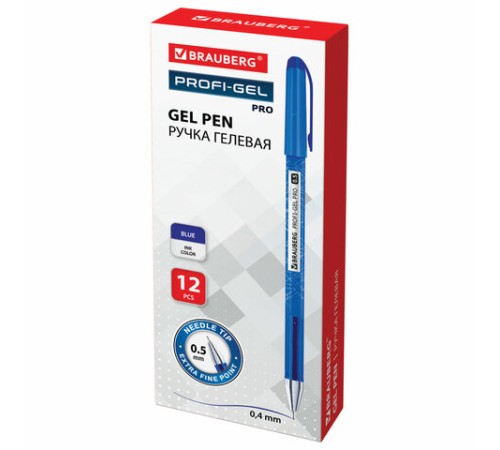 Ручка гелевая BRAUBERG "Profi-Gel PRO", СИНЯЯ, линия письма 0,4 мм, игольчатый наконечник 0,5 мм, печать на корпусе, 144125 Ручка гелевая BRAUBERG "Profi-Gel PRO", СИНЯЯ, линия письма 0,4 мм, игольчатый наконечник 0,5 мм, печать на корпусе, 144125