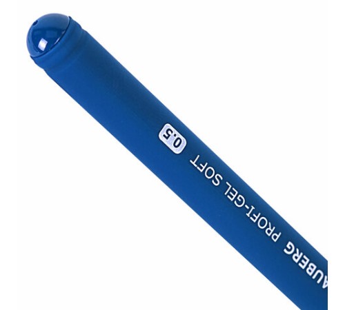 Ручка гелевая BRAUBERG "Profi-Gel SOFT", СИНЯЯ, линия письма 0,4 мм, стандартный наконечник 0,5 мм, прорезиненный корпус SOFT-TOUCH, 144130