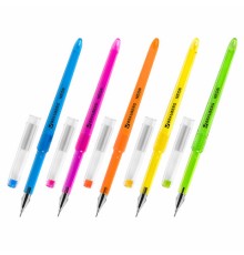Ручка гелевая BRAUBERG DIAMOND NEON, ЧЕРНАЯ, корпус ассорти, игольчатый узел 0,5 мм, линия письма 0,25 мм, 144132