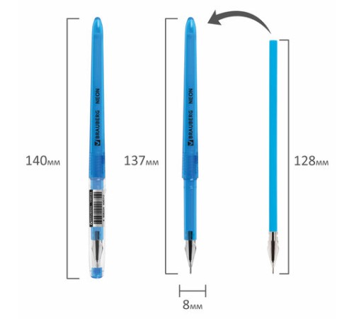Ручка гелевая BRAUBERG DIAMOND NEON, ЧЕРНАЯ, корпус ассорти, игольчатый узел 0,5 мм, линия письма 0,25 мм, 144132 Ручка гелевая BRAUBERG DIAMOND NEON, ЧЕРНАЯ, корпус ассорти, игольчатый узел 0,5 мм, линия письма 0,25 мм, 144132