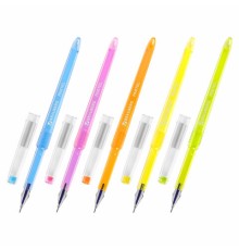 Ручка гелевая BRAUBERG DIAMOND PASTEL, СИНЯЯ, корпус ассорти, игольчатый узел 0,5 мм, линия письма 0,25 мм, 144133