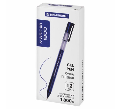 Ручка гелевая BRAUBERG "X-WRITER 1800", УВЕЛИЧЕННАЯ ДЛИНА ПИСЬМА 1 800 м, СИНЯЯ, стандартный узел 0,5 мм, 144134 Ручка гелевая BRAUBERG "X-WRITER 1800", УВЕЛИЧЕННАЯ ДЛИНА ПИСЬМА 1 800 м, СИНЯЯ, стандартный узел 0,5 мм, 144134