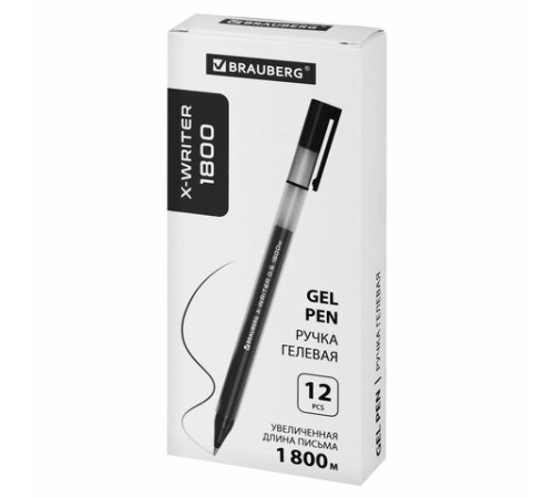 Ручка гелевая BRAUBERG "X-WRITER 1800", УВЕЛИЧЕННАЯ ДЛИНА ПИСЬМА 1 800 м, ЧЕРНАЯ, стандартный узел 0,5 мм, 144135 Ручка гелевая BRAUBERG "X-WRITER 1800", УВЕЛИЧЕННАЯ ДЛИНА ПИСЬМА 1 800 м, ЧЕРНАЯ, стандартный узел 0,5 мм, 144135