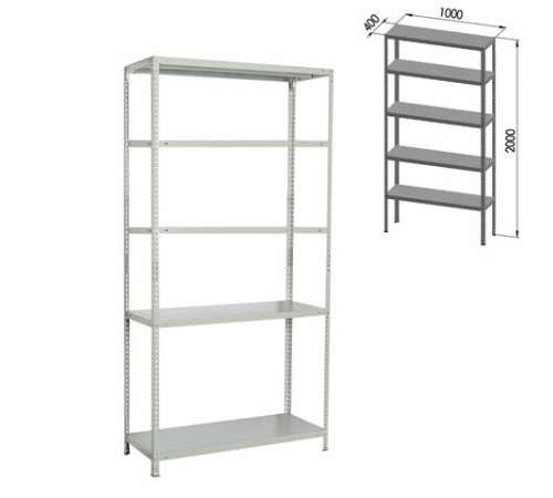 Стеллаж металлический BRABIX "MS Plus-200/40-5", 2000х1000х400 мм, 5 полок, регулируемые опоры, 291109, S241BR164502 Стеллаж металлический BRABIX "MS Plus-200/40-5", 2000х1000х400 мм, 5 полок, регулируемые опоры, 291109, S241BR164502