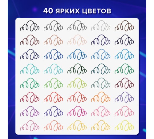 Ручки капиллярные (линеры) 40 ЦВЕТОВ, BRAUBERG "FINE 040", шестигранные, линия 0,4 мм, 144146