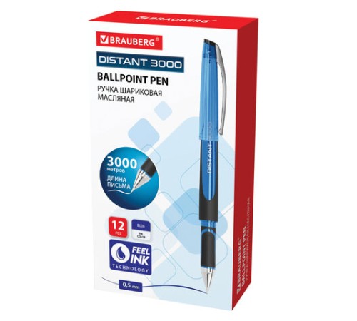 Ручка шариковая масляная BRAUBERG "DISTANT 3000", увеличенная длина письма, СИНЯЯ, линия письма 0,5 мм, 144151 Ручка шариковая масляная BRAUBERG "DISTANT 3000", увеличенная длина письма, СИНЯЯ, линия письма 0,5 мм, 144151