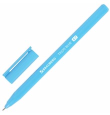 Ручка шариковая BRAUBERG TRIOS BLUE, СИНЯЯ, трехгранная, корпус голубой, игольчатый узел 0,7 мм, линия 0,5 мм, 144158