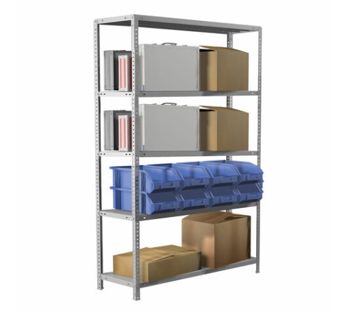 Стеллаж металлический BRABIX "MS Plus-200/60-5", 2000х1000х600 мм, 5 полок, регулируемые опоры, 291111, S241BR166502 Стеллаж металлический BRABIX "MS Plus-200/60-5", 2000х1000х600 мм, 5 полок, регулируемые опоры, 291111, S241BR166502