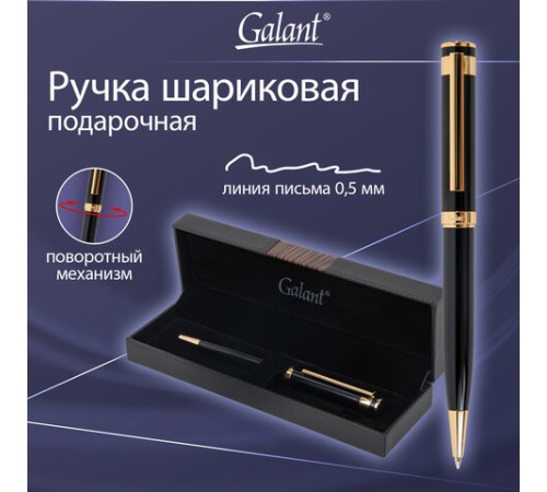 Ручка подарочная шариковая GALANT "Bernini", корпус черный, детали золото, узел 0,7 мм, линия письма 0,5 мм, синяя, 144177