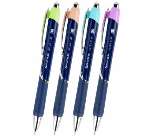Ручка шариковая автоматическая с грипом BRAUBERG DELTA CLIP, СИНЯЯ, ассорти, узел 0,7 мм, линия письма 0,35 мм,144201 Ручка шариковая автоматическая с грипом BRAUBERG DELTA CLIP, СИНЯЯ, ассорти, узел 0,7 мм, линия письма 0,35 мм,144201