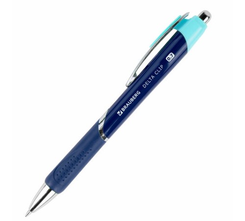 Ручка шариковая автоматическая с грипом BRAUBERG DELTA CLIP, СИНЯЯ, ассорти, узел 0,7 мм, линия письма 0,35 мм,144201 Ручка шариковая автоматическая с грипом BRAUBERG DELTA CLIP, СИНЯЯ, ассорти, узел 0,7 мм, линия письма 0,35 мм,144201