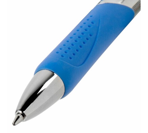 Ручка шариковая автоматическая с грипом BRAUBERG DELTA COLOR, СИНЯЯ, ассорти, узел 0,7 мм, линия письма 0,35 мм, 144202