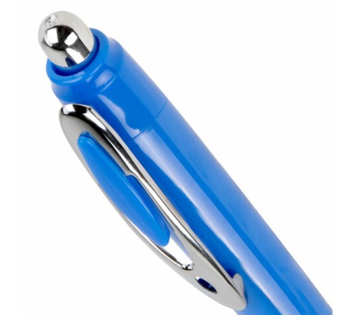 Ручка шариковая автоматическая с грипом BRAUBERG DELTA COLOR, СИНЯЯ, ассорти, узел 0,7 мм, линия письма 0,35 мм, 144202