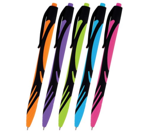 Ручка шариковая автоматическая BRAUBERG ULTRA COLOR NEON, soft-touch, СИНЯЯ, пишущий узел 0,7 мм, линия письма 0,35 мм, 144203