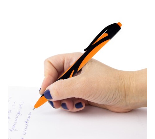 Ручка шариковая автоматическая BRAUBERG ULTRA COLOR NEON, soft-touch, СИНЯЯ, пишущий узел 0,7 мм, линия письма 0,35 мм, 144203