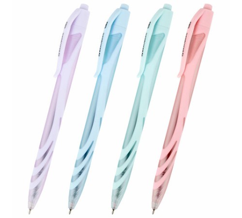 Ручка шариковая автоматическая BRAUBERG ULTRA COLOR PASTEL, soft-touch, СИНЯЯ, пишущий узел 0,7 мм, линия 0,35 мм, 144204