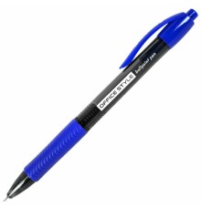 Ручка шариковая автоматическая с грипом BRAUBERG OFFICE STYLE, СИНЯЯ, игольчатый наконечник 0,7мм, линия 0,35мм, тонированный корпус, 144210