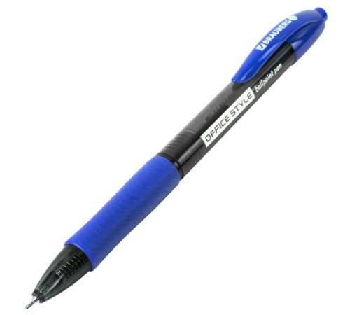 Ручка шариковая автоматическая с грипом BRAUBERG OFFICE STYLE, СИНЯЯ, игольчатый наконечник 0,7мм, линия 0,35мм, тонированный корпус, 144210 Ручка шариковая автоматическая с грипом BRAUBERG OFFICE STYLE, СИНЯЯ, игольчатый наконечник 0,7мм, линия 0,35мм, тонированный корпус, 144210