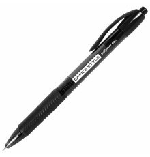 Ручка шариковая автоматическая с грипом BRAUBERG OFFICE STYLE, ЧЕРНАЯ, узел 0,7 мм, линия 0,35 мм, тонированный корпус, 144212