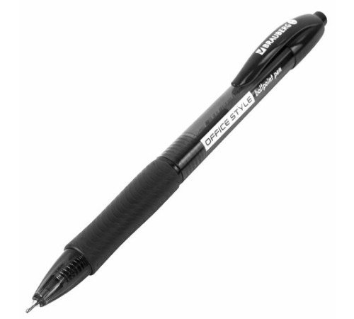 Ручка шариковая автоматическая с грипом BRAUBERG OFFICE STYLE, ЧЕРНАЯ, узел 0,7 мм, линия 0,35 мм, тонированный корпус, 144212 Ручка шариковая автоматическая с грипом BRAUBERG OFFICE STYLE, ЧЕРНАЯ, узел 0,7 мм, линия 0,35 мм, тонированный корпус, 144212