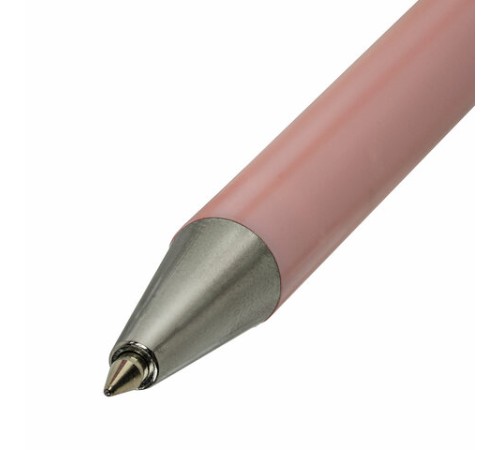 Ручка шариковая автоматическая BRAUBERG "Stripes Pastel", СИНЯЯ, корпус ассорти, пишущий узел 0,5 мм, линия письма 0,3 мм, 144220