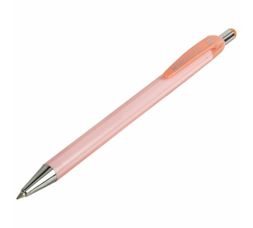 Ручка шариковая автоматическая BRAUBERG "Stripes Pastel", СИНЯЯ, корпус ассорти, пишущий узел 0,5 мм, линия письма 0,3 мм, 144220