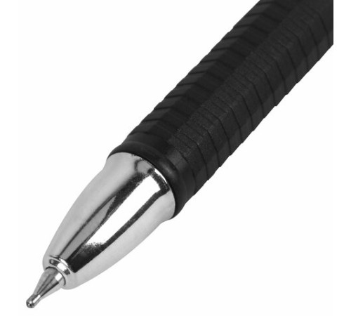 Ручка шариковая масляная BRAUBERG "Techno-X 925", СИНЯЯ, корпус черный, серебристые детали, линия 0,5 мм, 144224