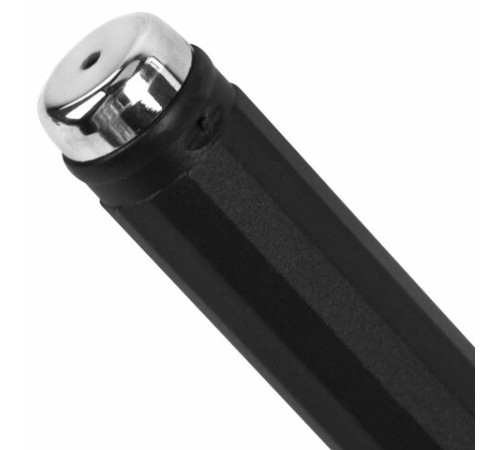 Ручка шариковая масляная BRAUBERG "Techno-X 925", СИНЯЯ, корпус черный, серебристые детали, линия 0,5 мм, 144224